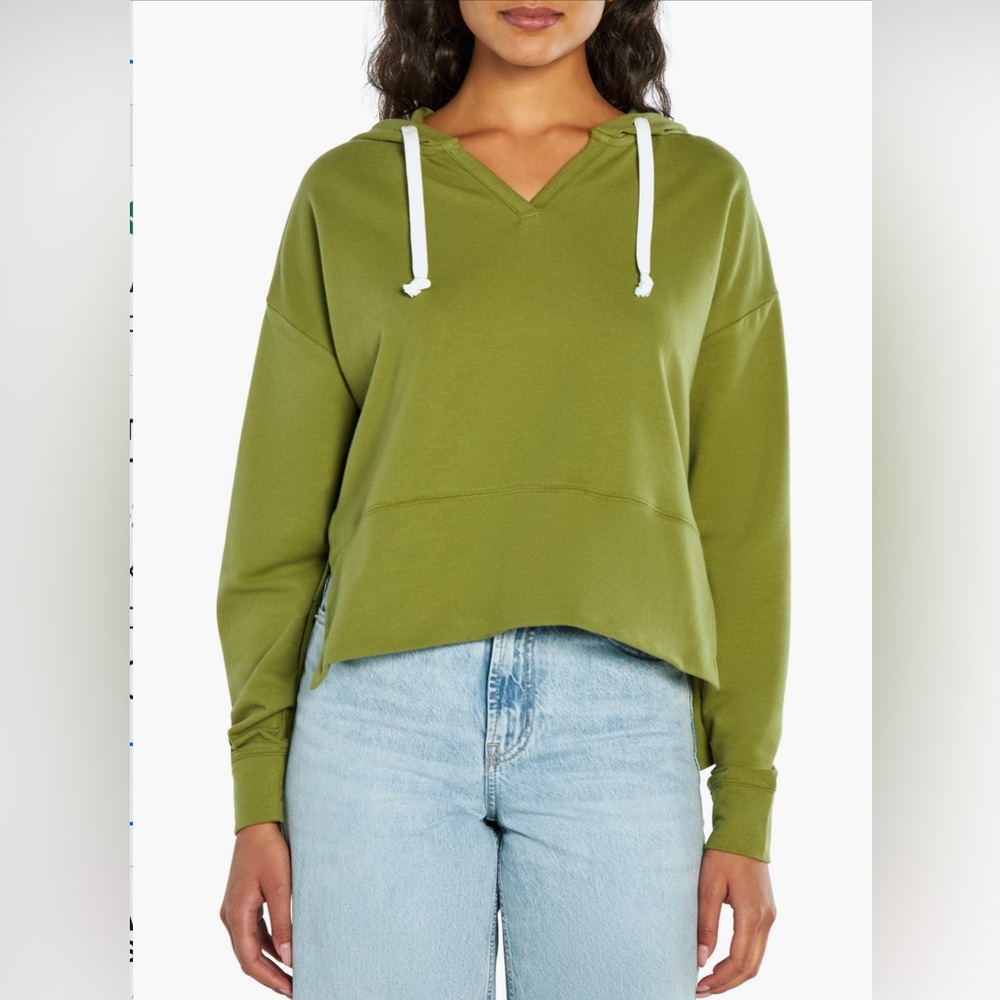 Crop French terry Green Hoodie